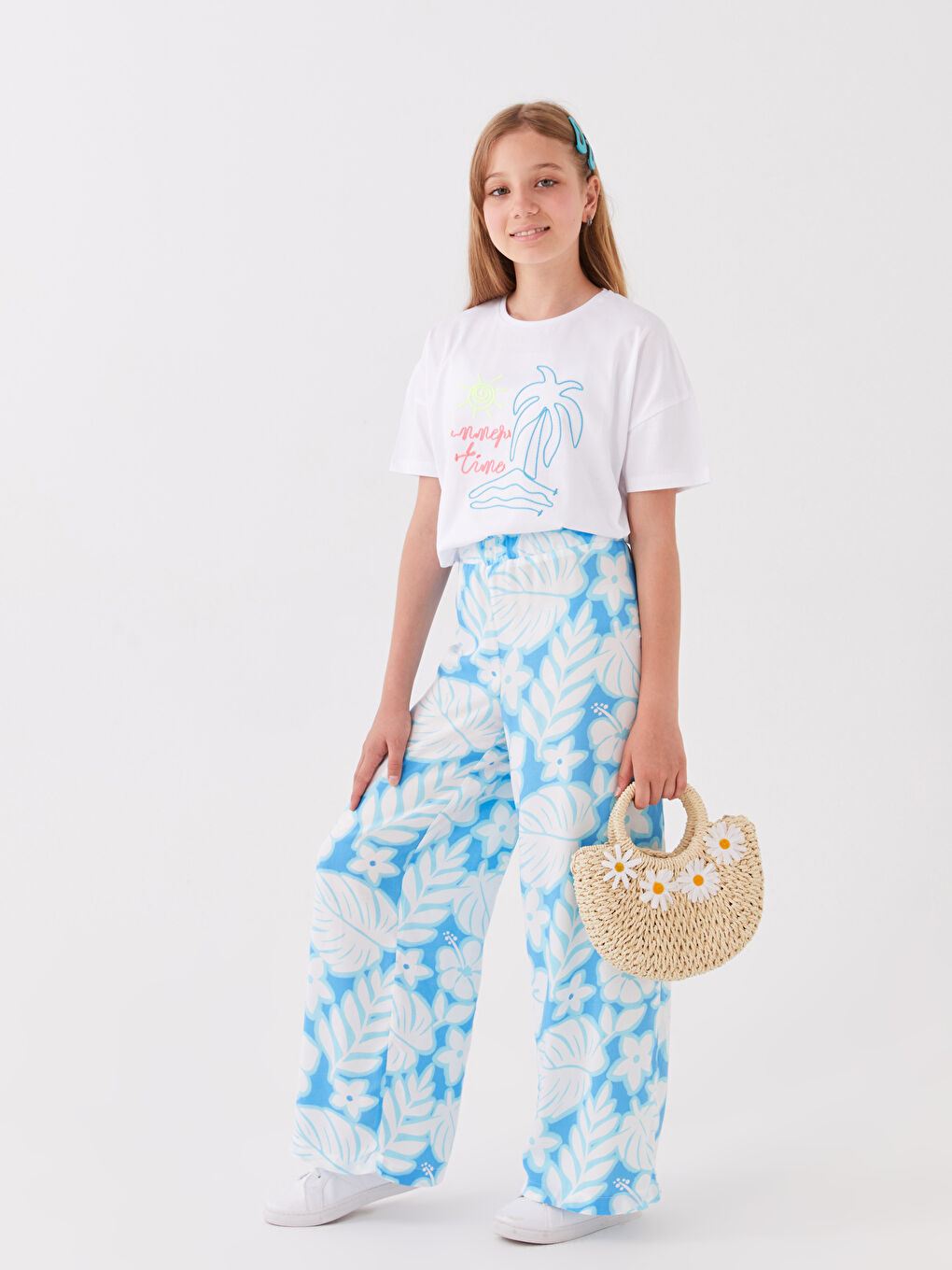 Elasticated Waist Wideleg Girls' Trousers -S3BO89Z4-LQQ
