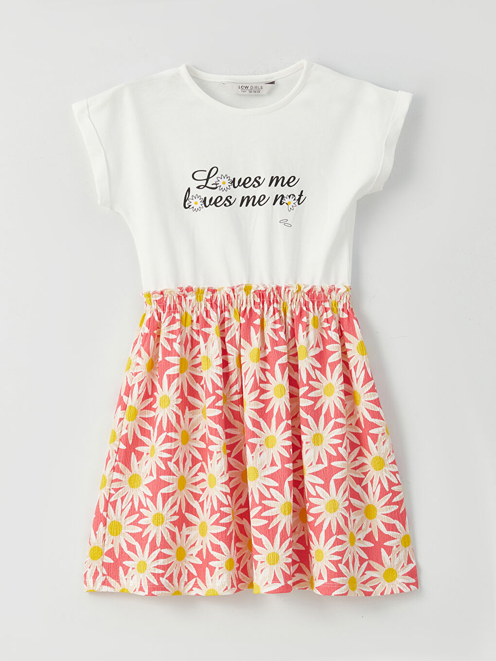 Crew Neck Printed Short Sleeve Girls' Dress