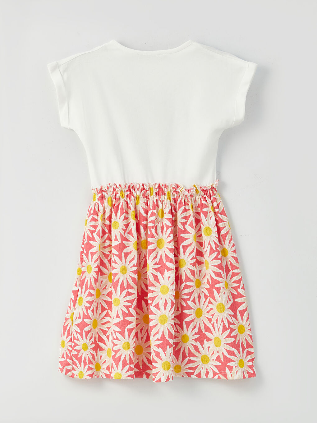 Crew Neck Printed Short Sleeve Girls' Dress-1