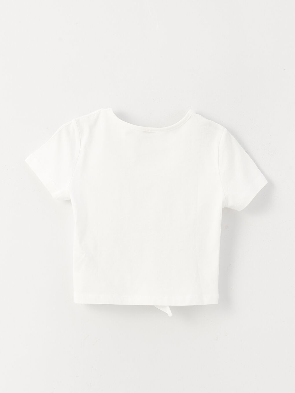 Ekru Bisiklet Yaka Baskılı Kısa Kollu Kız Çocuk Tişört-6