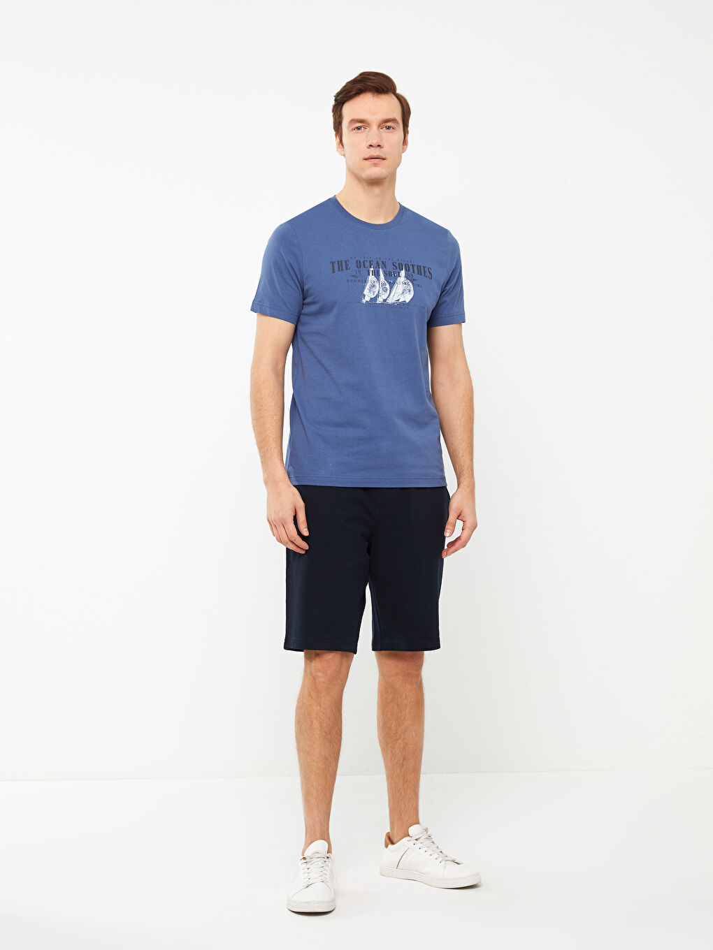 Crew Neck Short Sleeve Printed Combed Cotton Men's T-shirt-2