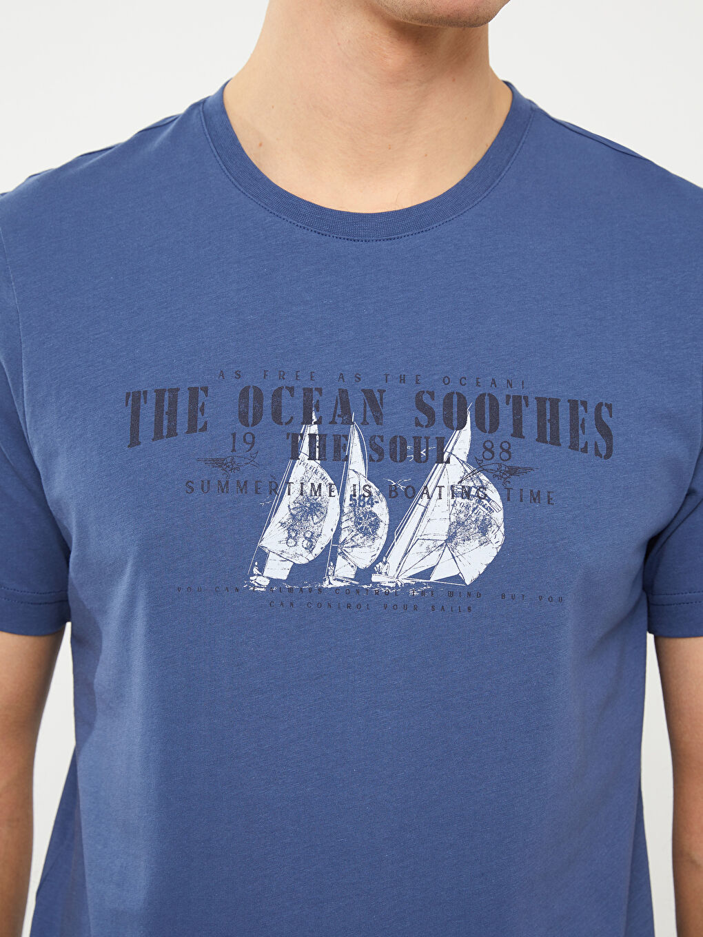 Crew Neck Short Sleeve Printed Combed Cotton Men's T-shirt-3