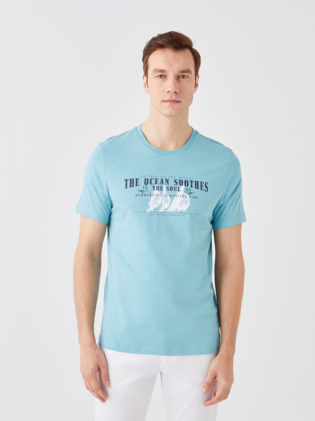 SOUTHBLUE Crew Neck Short Sleeve Printed Combed Cotton Men's T-shirt -S3BP00Z8-FHD