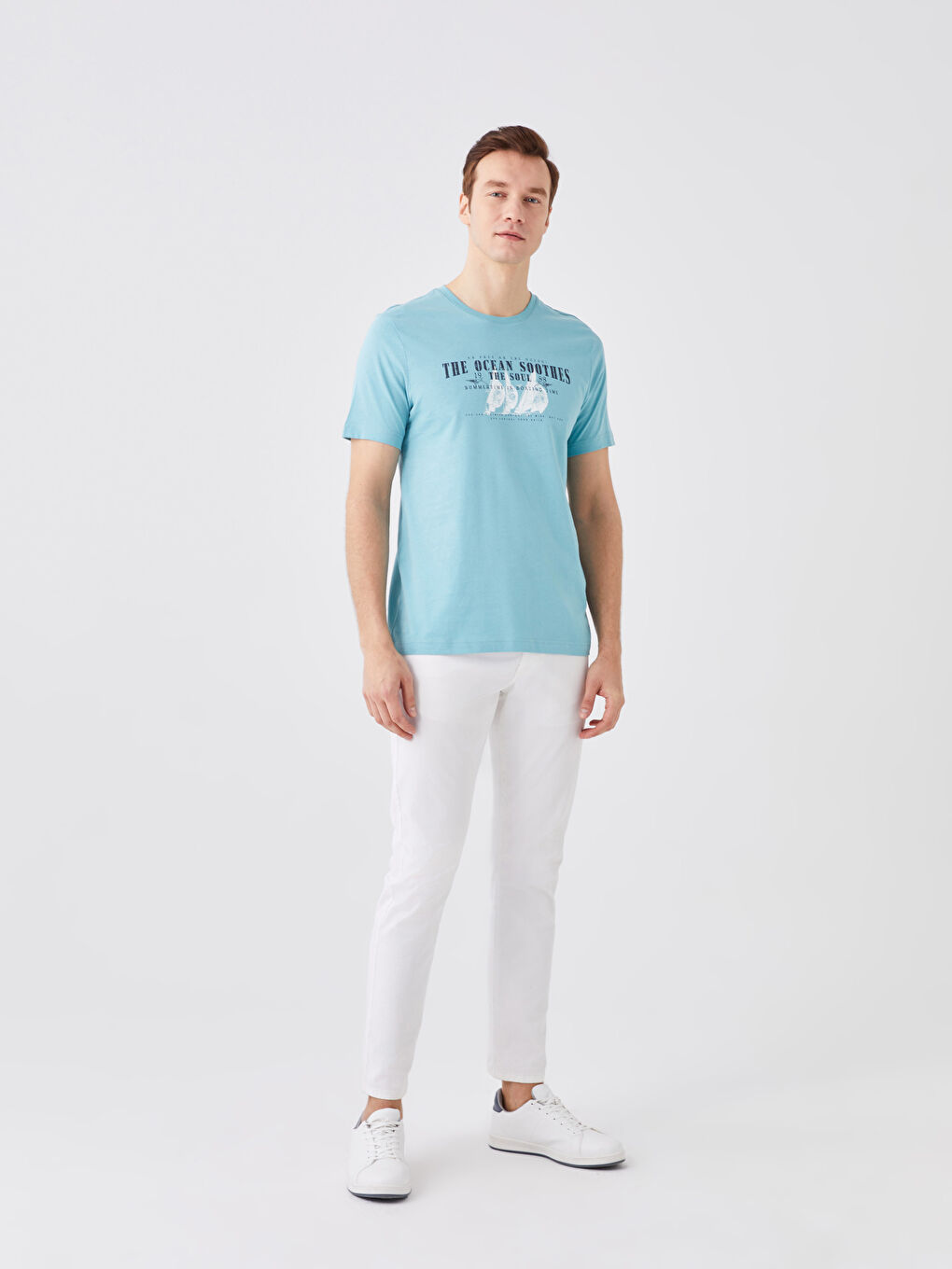 SOUTHBLUE Crew Neck Short Sleeve Printed Combed Cotton Men's T-shirt -S3BP00Z8-FHD
