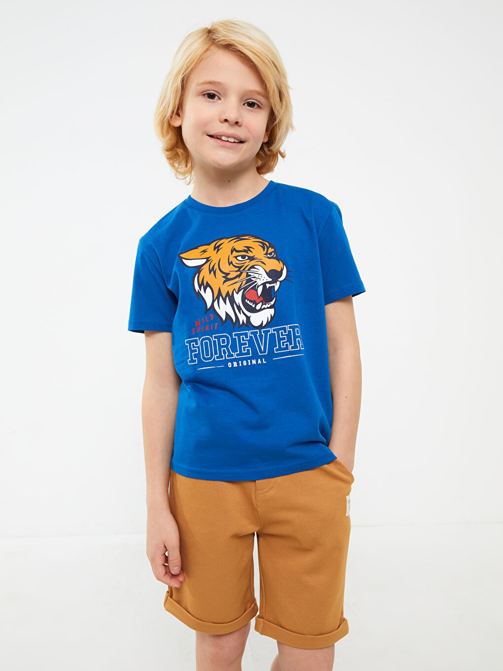 Crew Neck Printed Short Sleeve Boys' T-Shirt-1