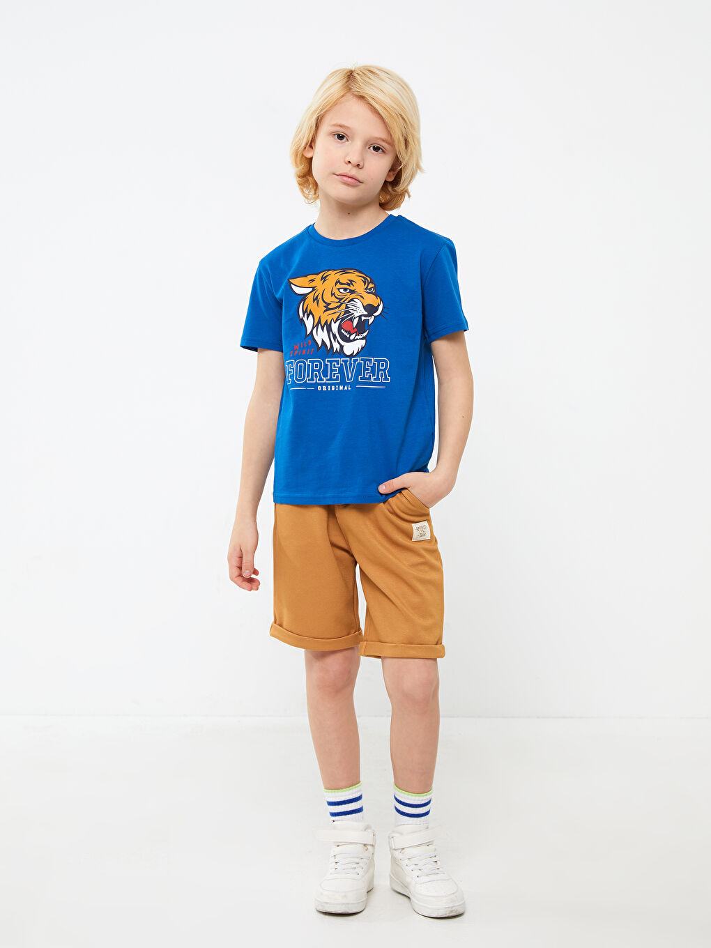 Crew Neck Printed Short Sleeve Boys' T-Shirt-2