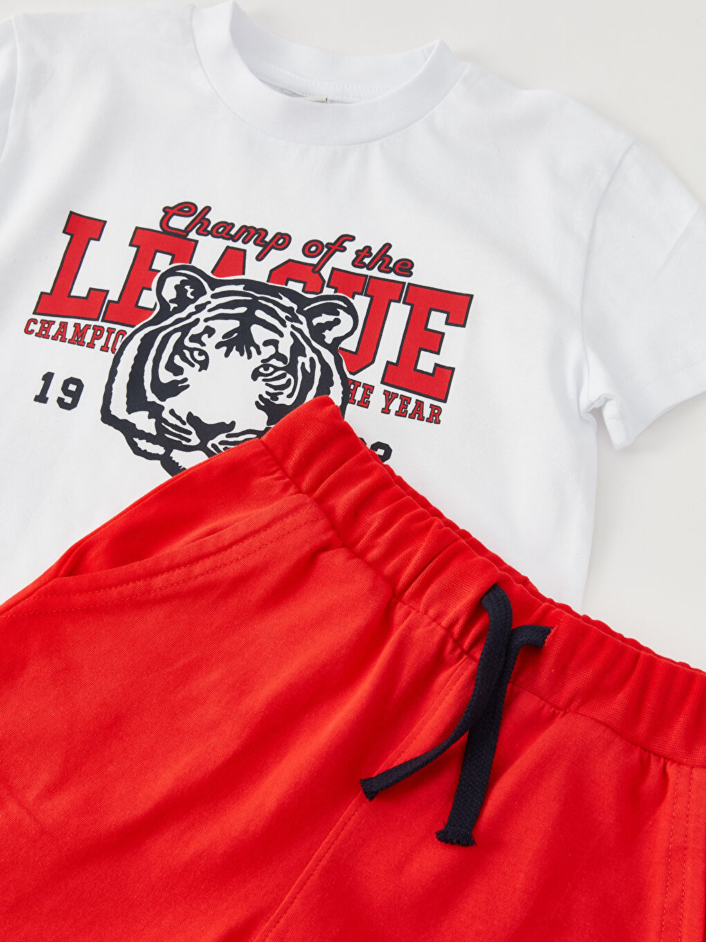 تيشيرت بأكمام قصيرة مطبوع برقبة دائرية وشورت للأولاد-5