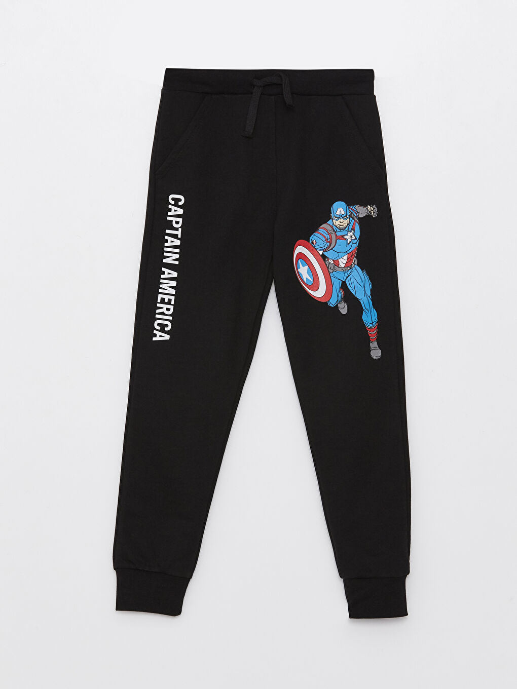 Kırmızı Bisiklet Yaka Uzun Kollu Captain America Baskılı Erkek Çocuk Sweatshirt ve Eşofman Altı-2