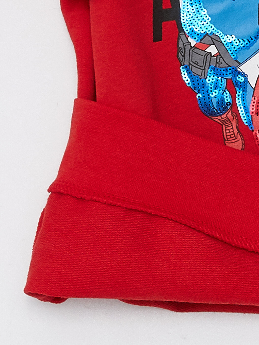 Kırmızı Bisiklet Yaka Uzun Kollu Captain America Baskılı Erkek Çocuk Sweatshirt ve Eşofman Altı-4