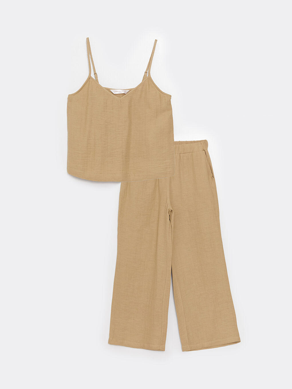 V-Neck Straight Strap Muslin Women's Pajamas Set -S3BP79Z8-GDQ