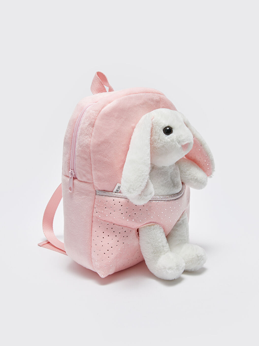 Pembe Pelüş Tavşan Figürlü Kız Çocuk Sırt Çantası-1