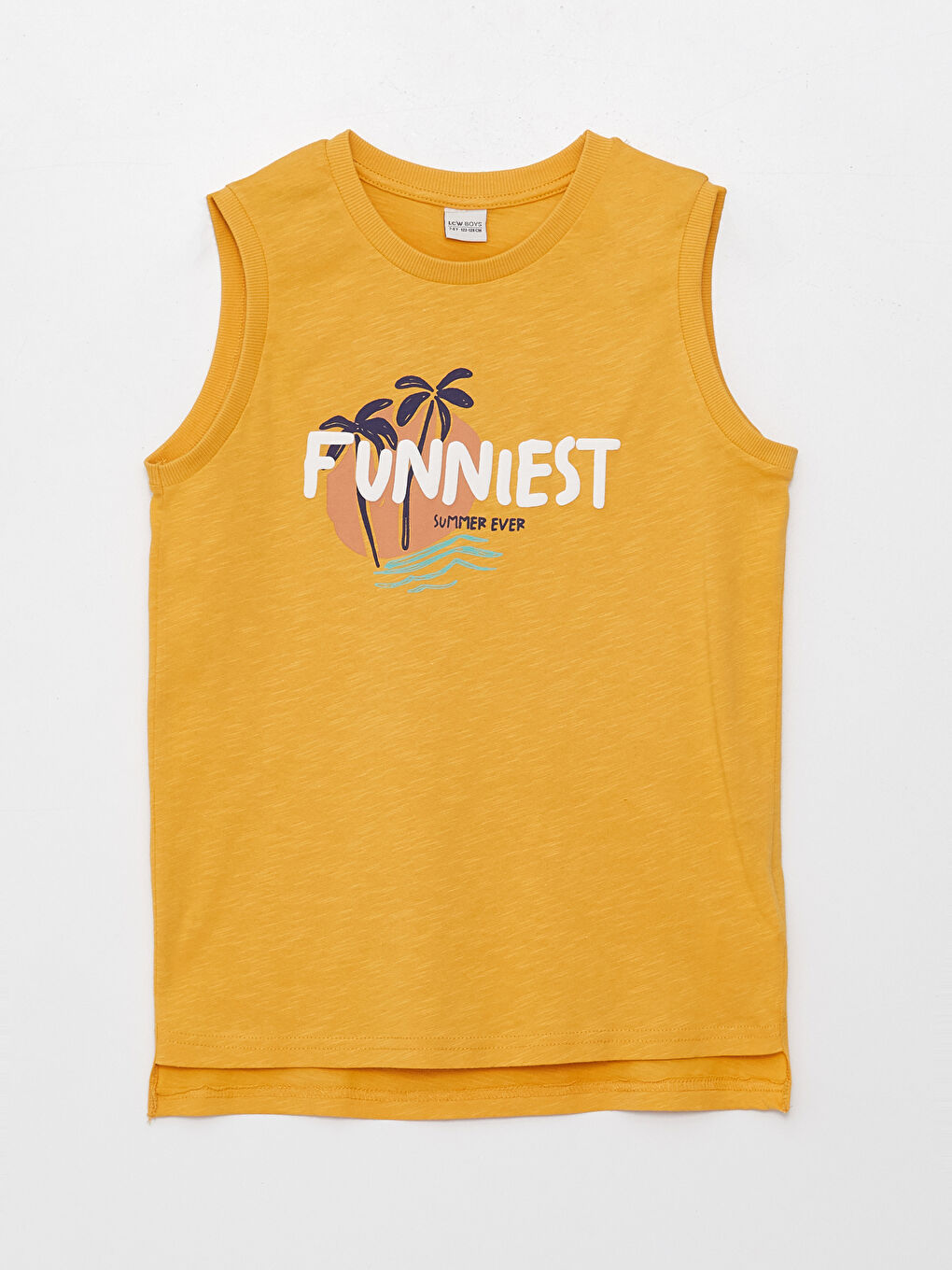 Sarı Rahat Kalıp Bisiklet Yaka Erkek Çocuk Atlet