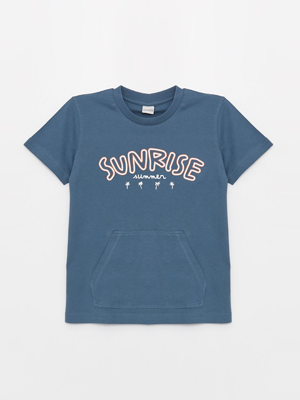 Ұлдарға арналған дөңгелек жағалы принтті қысқа жең футболка мен шорты-1