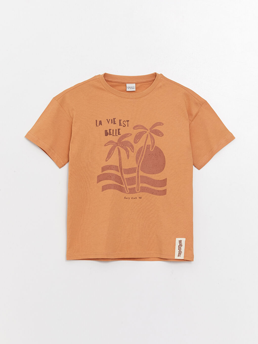 Turuncu Oversize Bisiklet Yaka Erkek Çocuk Tişört