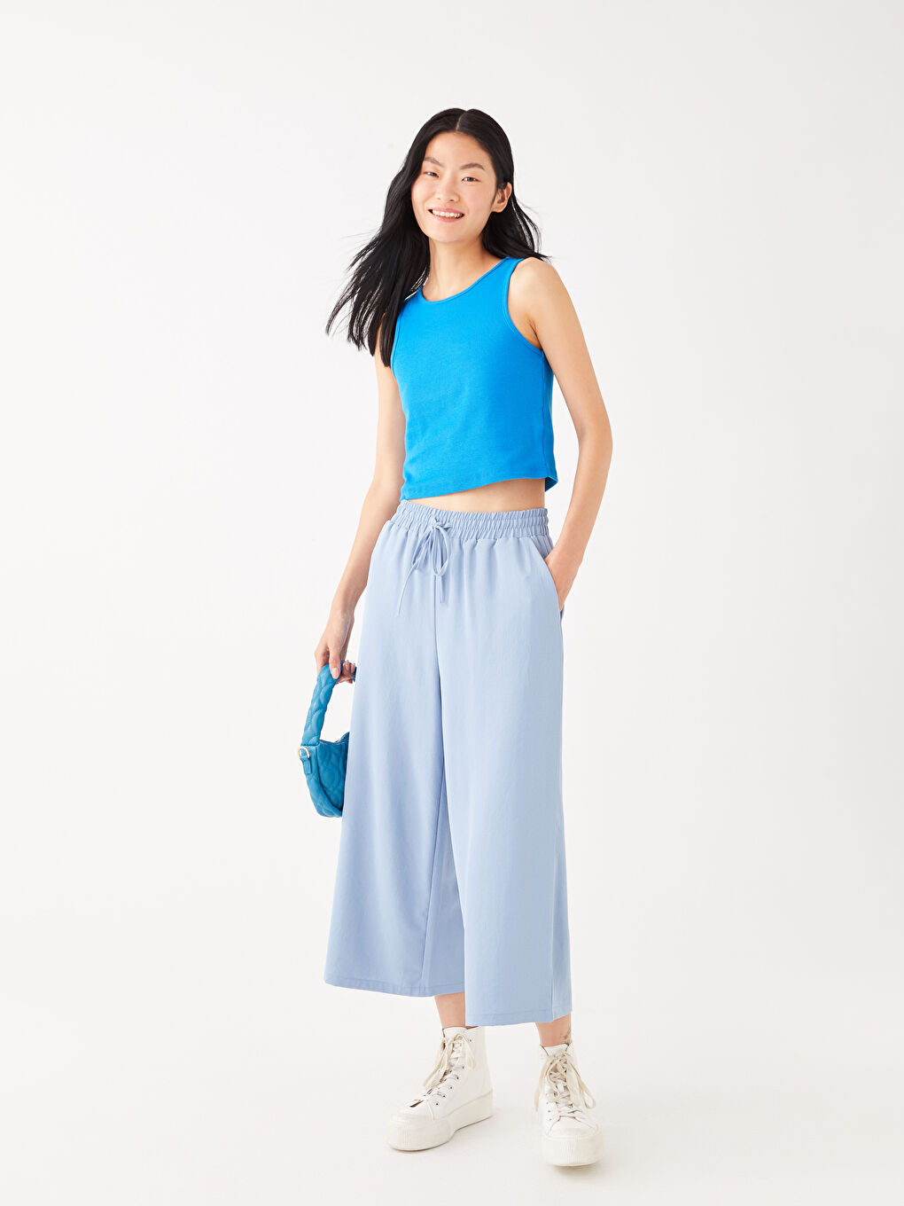 Women Flat Capri With Elastic Waist -S3BQ70Z8-QZA