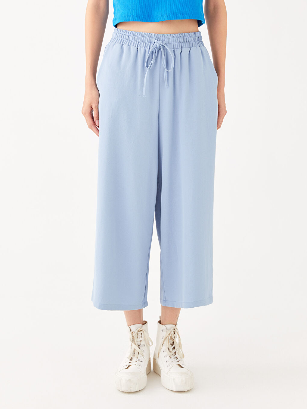 Women Flat Capri With Elastic Waist -S3BQ70Z8-QZA