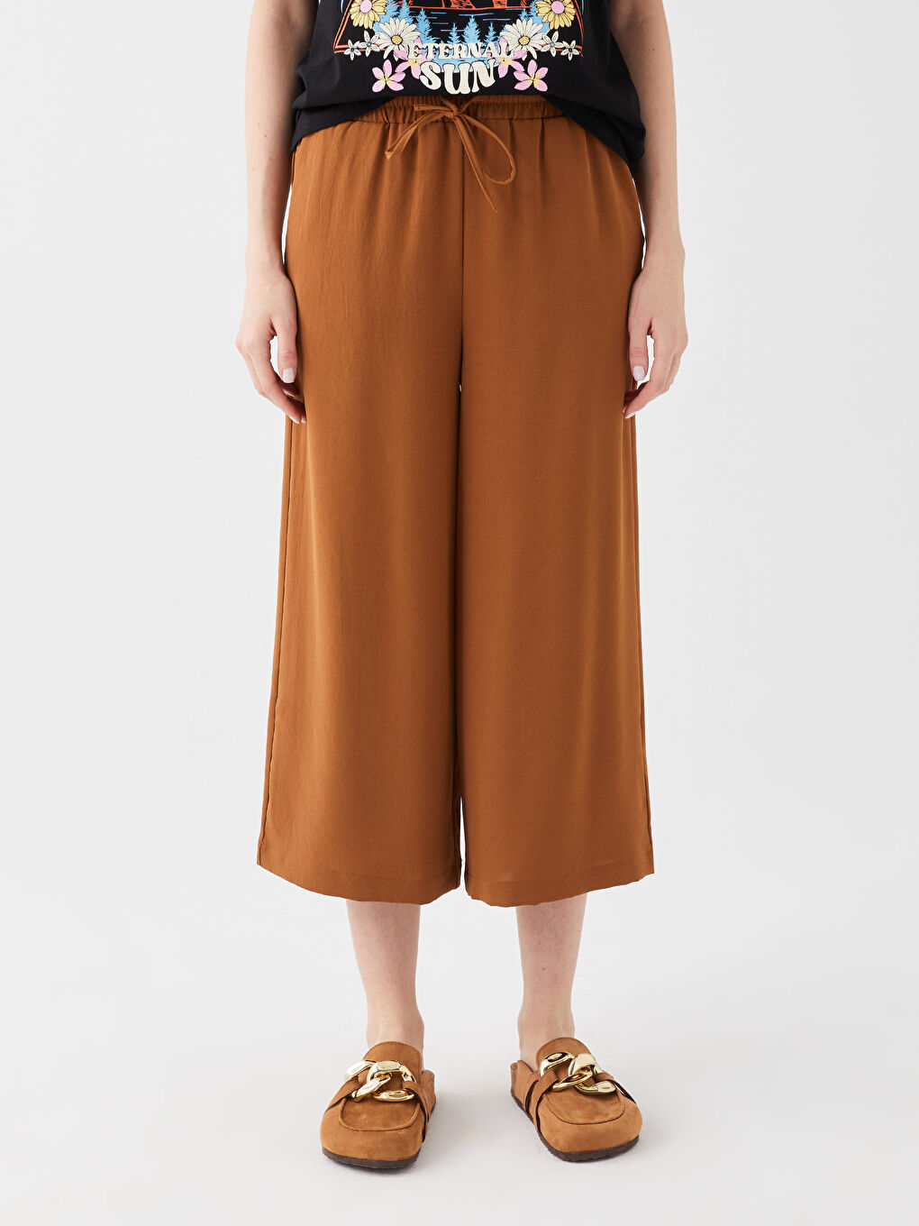 Women Flat Capri With Elastic Waist -S3BQ70Z8-R1N