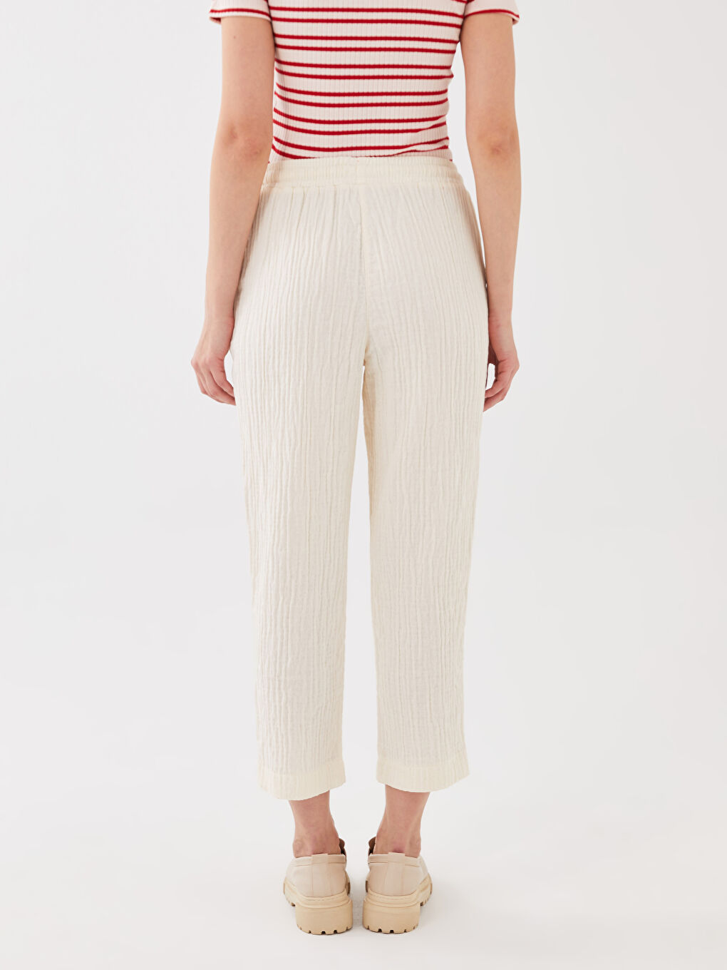 LCW Vision Elasticated Waist Plain Muslin Women's Trousers -S3BQ71Z8-FF7