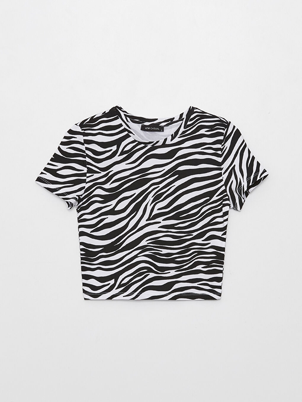 LCW Vision Rundhalsausschnitt Bedruckt Kurzarm Crop für Damen -S3BQ80Z8-LQJ