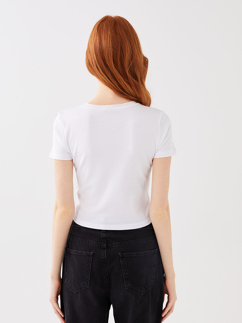 LCW Vision Rundhalsausschnitt Besticktes Kurzarm Damen Bauchfreies Top -S3BQ82Z8-Q6K