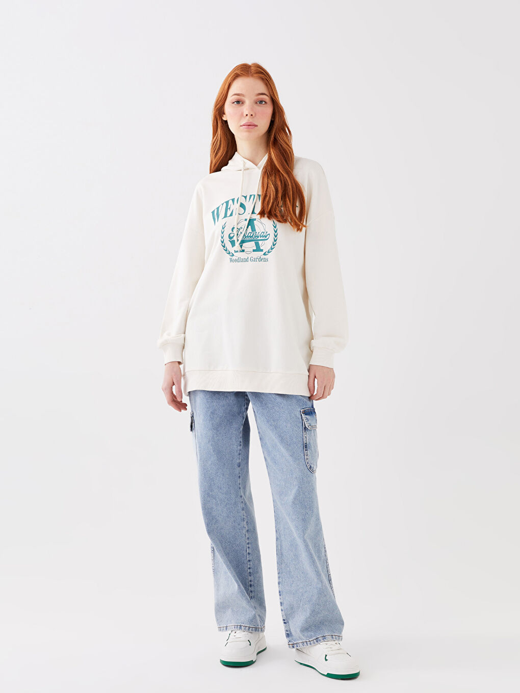 Худи Женское Оверсайз С Длинным Рукавом И Принтом-2