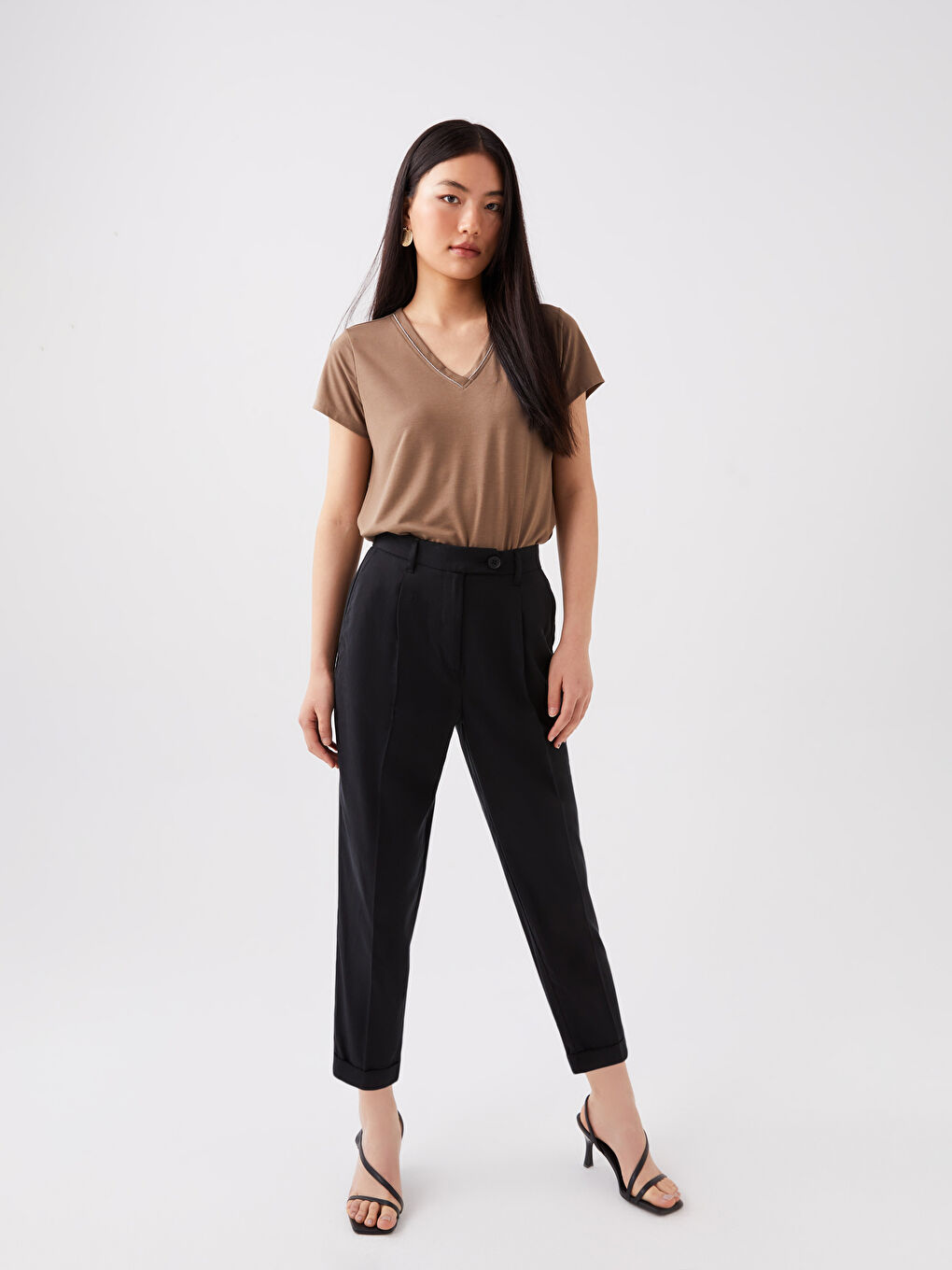 LC Waikiki Elastic Waist Comfortable Fit Women's Carrot Trousers -S3BQ87Z8-CVL