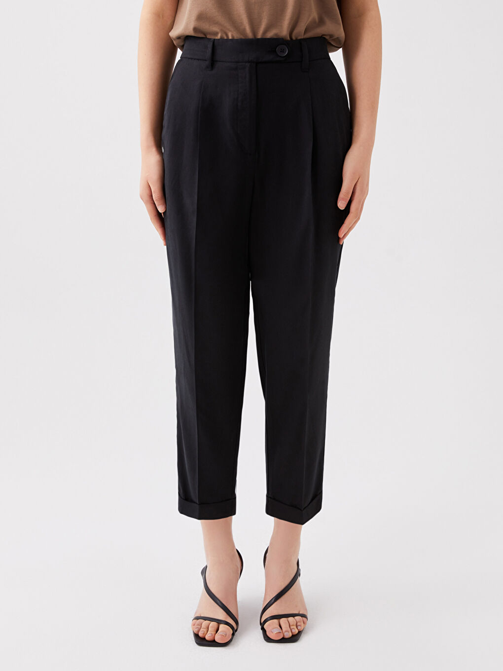 LC Waikiki Elastic Waist Comfortable Fit Women's Carrot Trousers -S3BQ87Z8-CVL