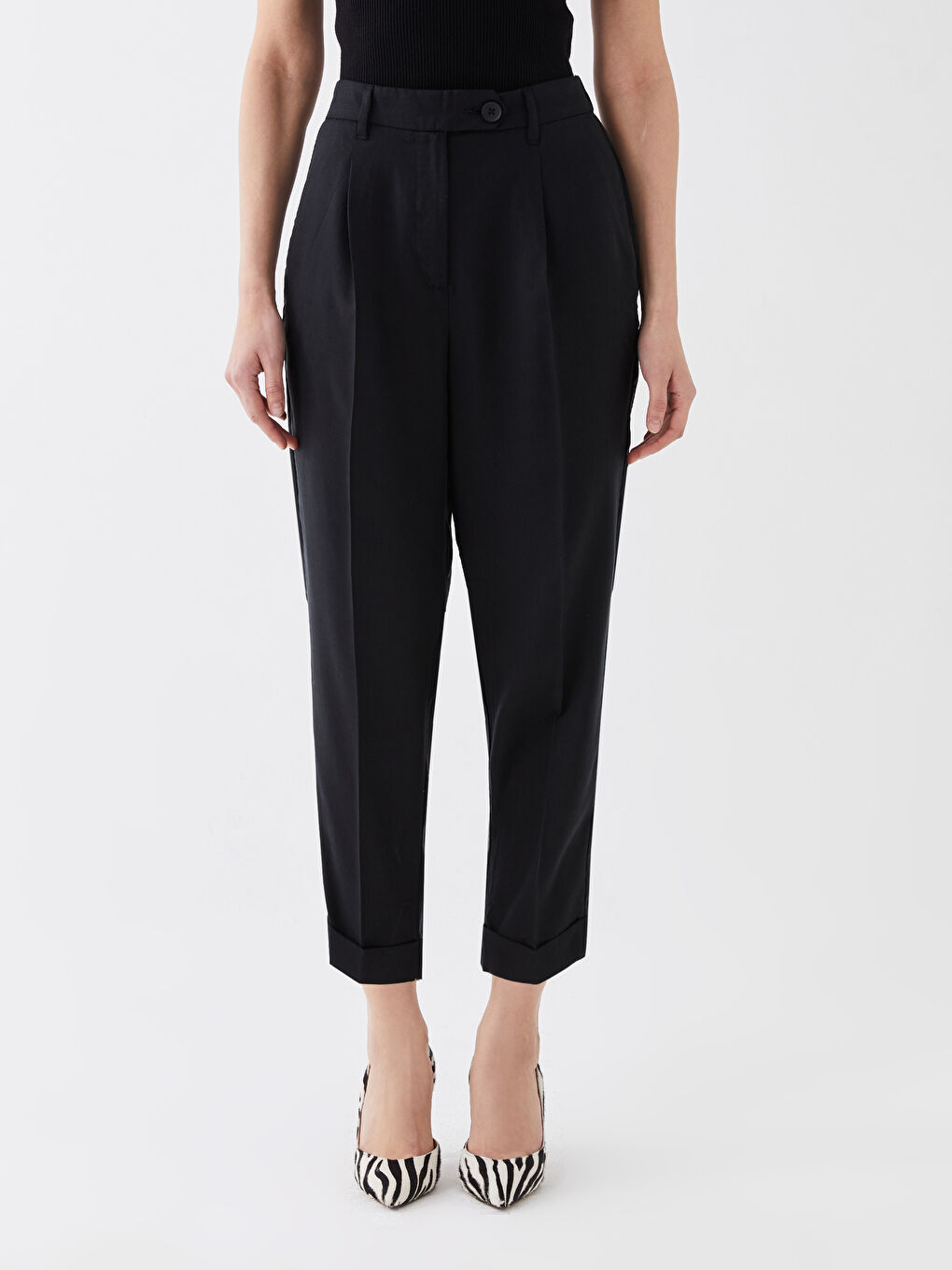LC Waikiki Elastic Waist Comfortable Fit Women's Carrot Trousers -S3BQ87Z8-CVL
