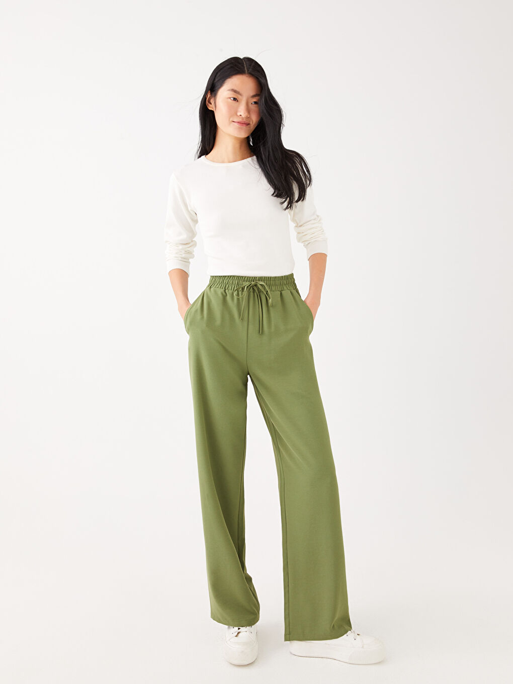 LCW Vision Women's Elastic Waist Relaxed Fit Regular Trousers -S3BQ88Z8-H8M