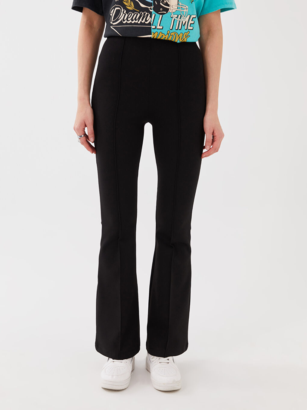 LCW Vision Elastic Waist Spanish Leg Women's Leggings Trousers -S3BQ89Z8-RQN