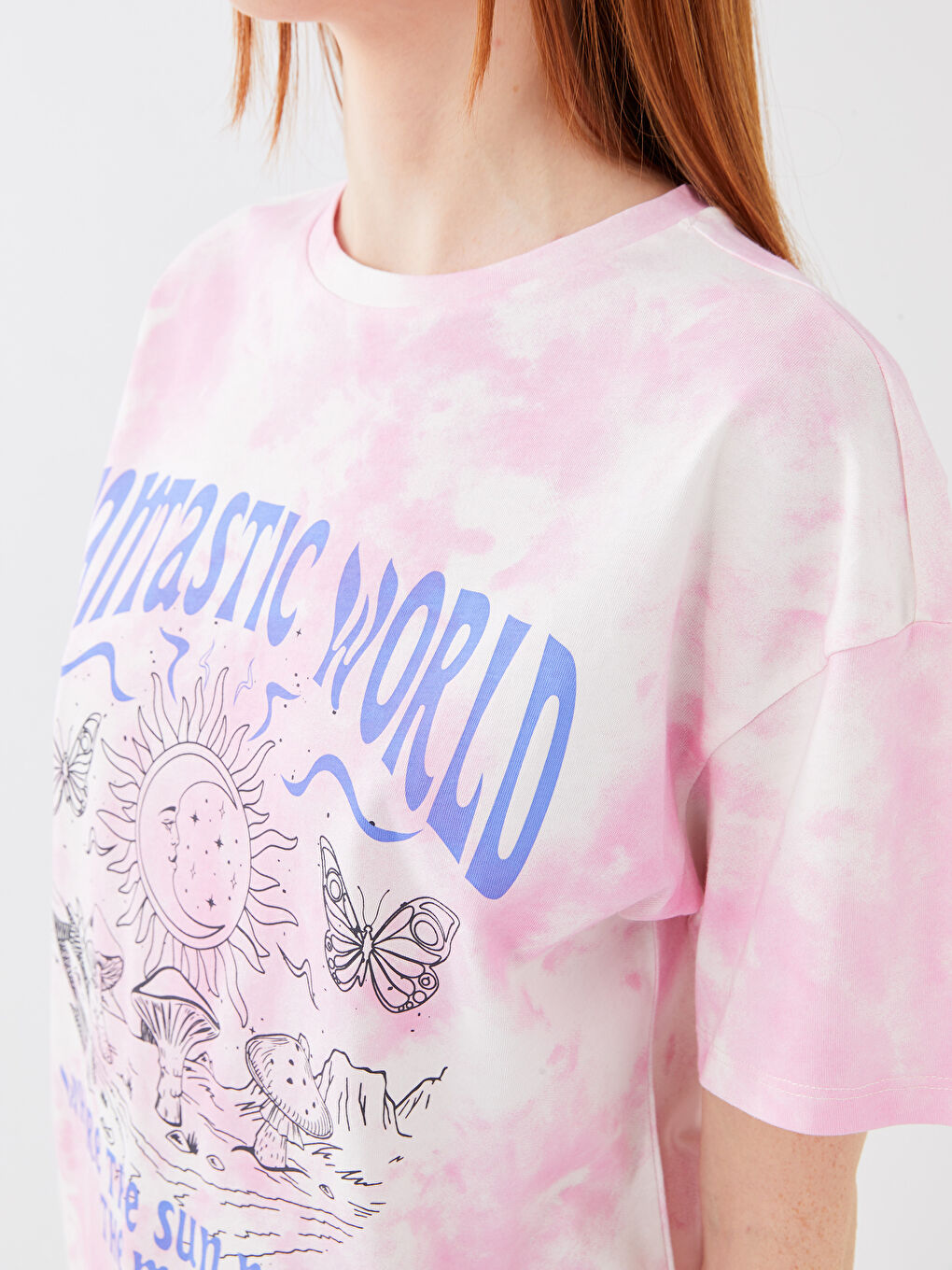 T-shirt à manches courtes imprimé à col rond pour femmes-3