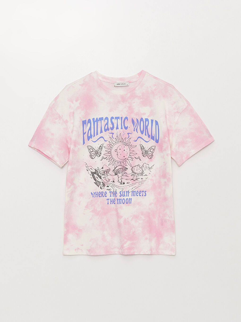 T-shirt à manches courtes imprimé à col rond pour femmes-5