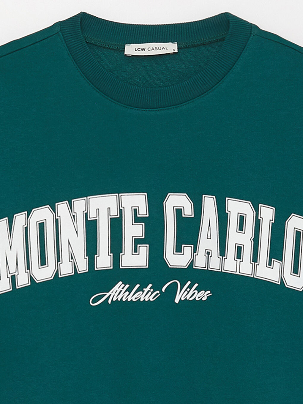 Yeşil Kadın Bisiklet Yaka Baskılı Oversize Sweatshirt-7