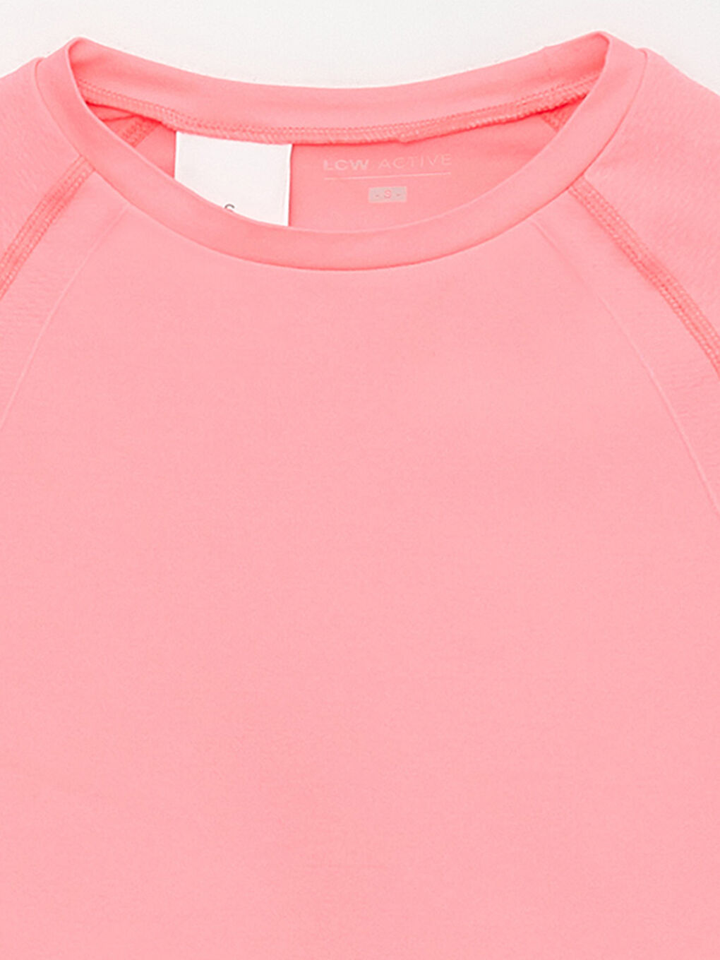 Pembe Bisiklet Yaka Düz Kısa Kollu Seamless Kadın Spor Tişört-10