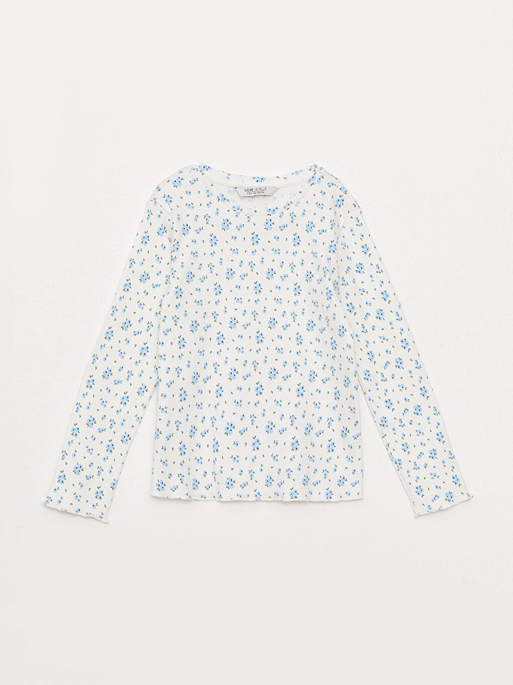 Қыздарға арналған ұзын жеңді принтті дөңгелек жағалы футболка