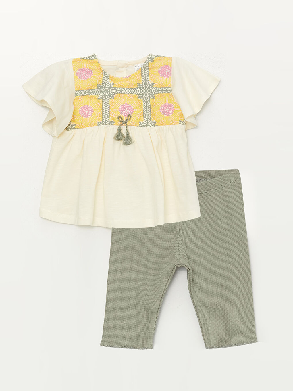 Bluză cu Guler Rotund și Colanți pentru Bebeluși Fete, Set de 2 Piese