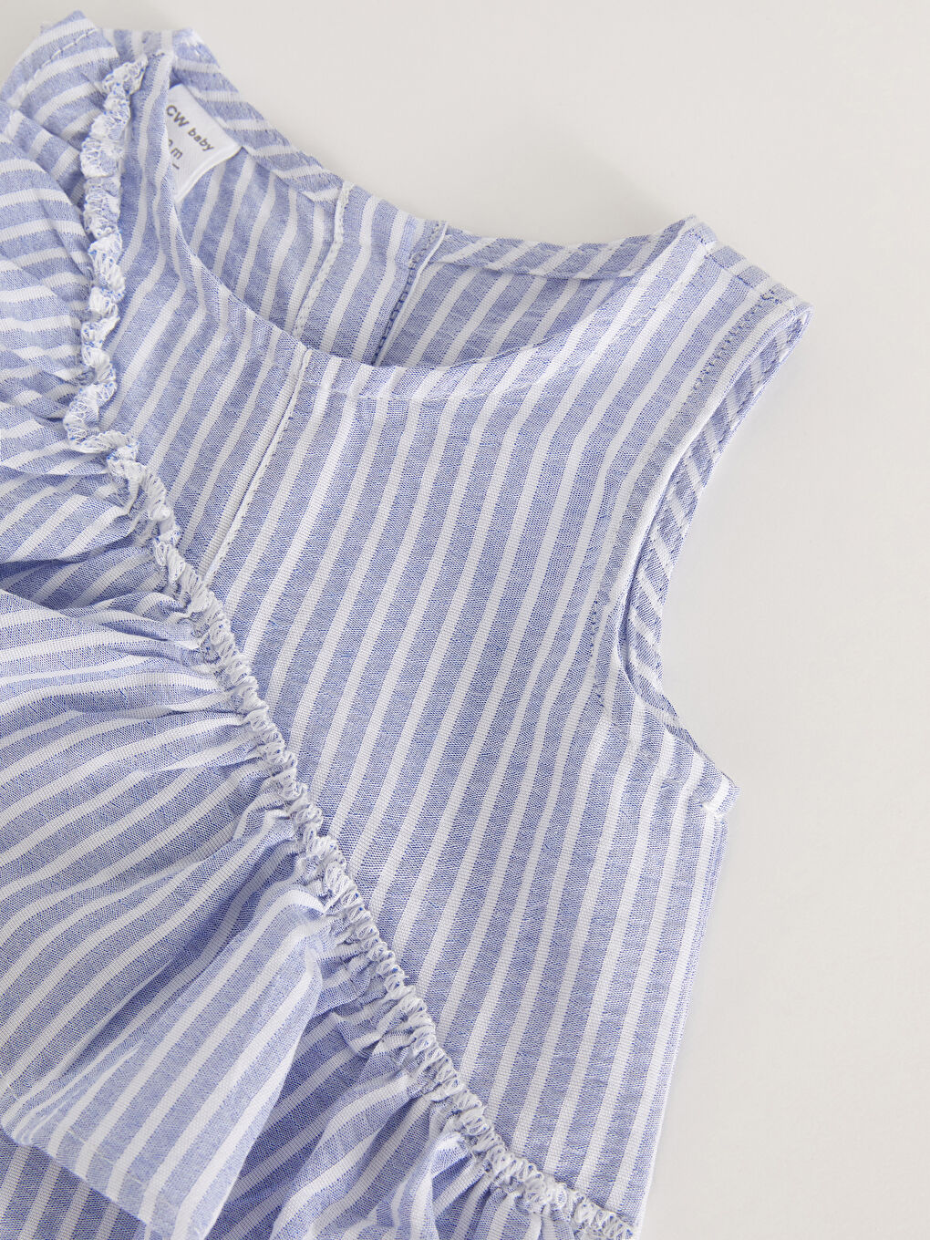 Crew Neck Striped Baby Girl Rompers-2