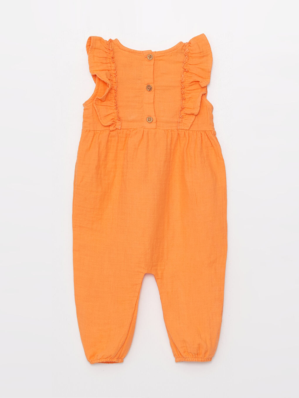 Turuncu Bisiklet Yaka Nakış Detaylı Kız Bebek Tulum-1