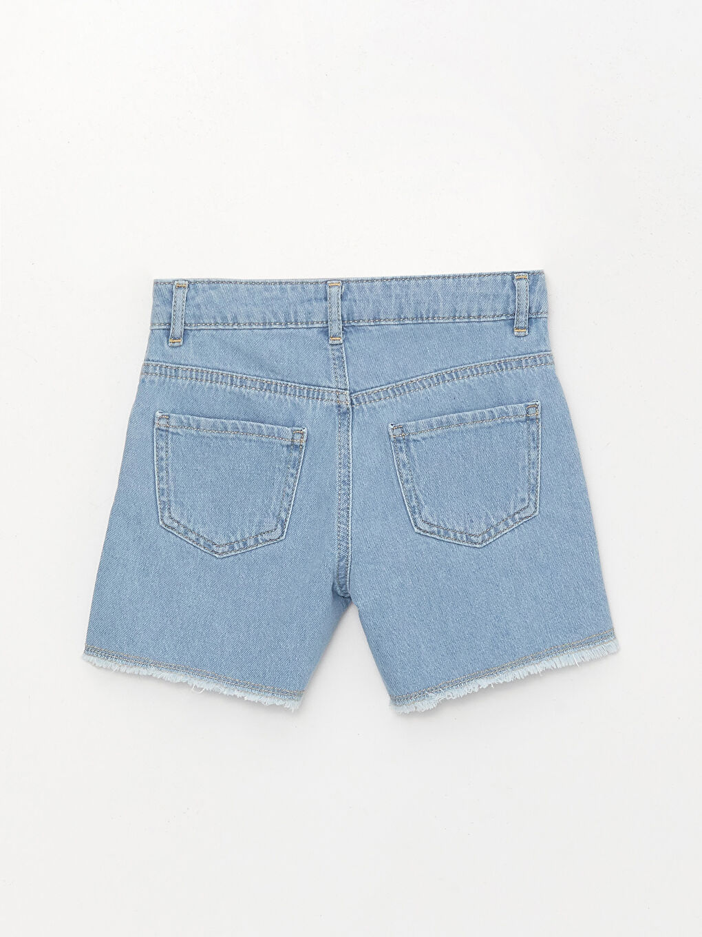 İndigo Yırtık Detaylı Kız Çocuk Jean Şort-3
