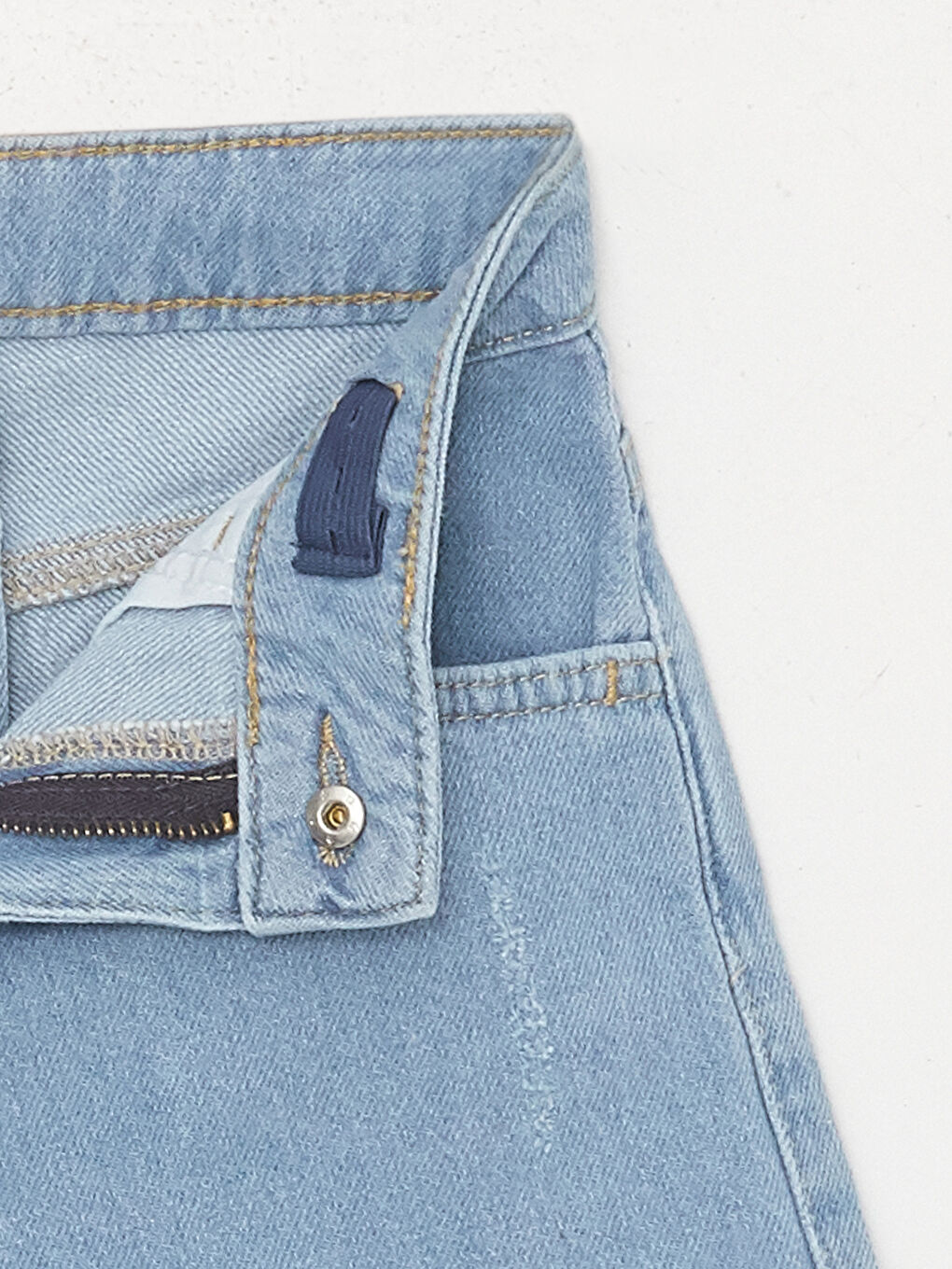 İndigo Yırtık Detaylı Kız Çocuk Jean Şort-4