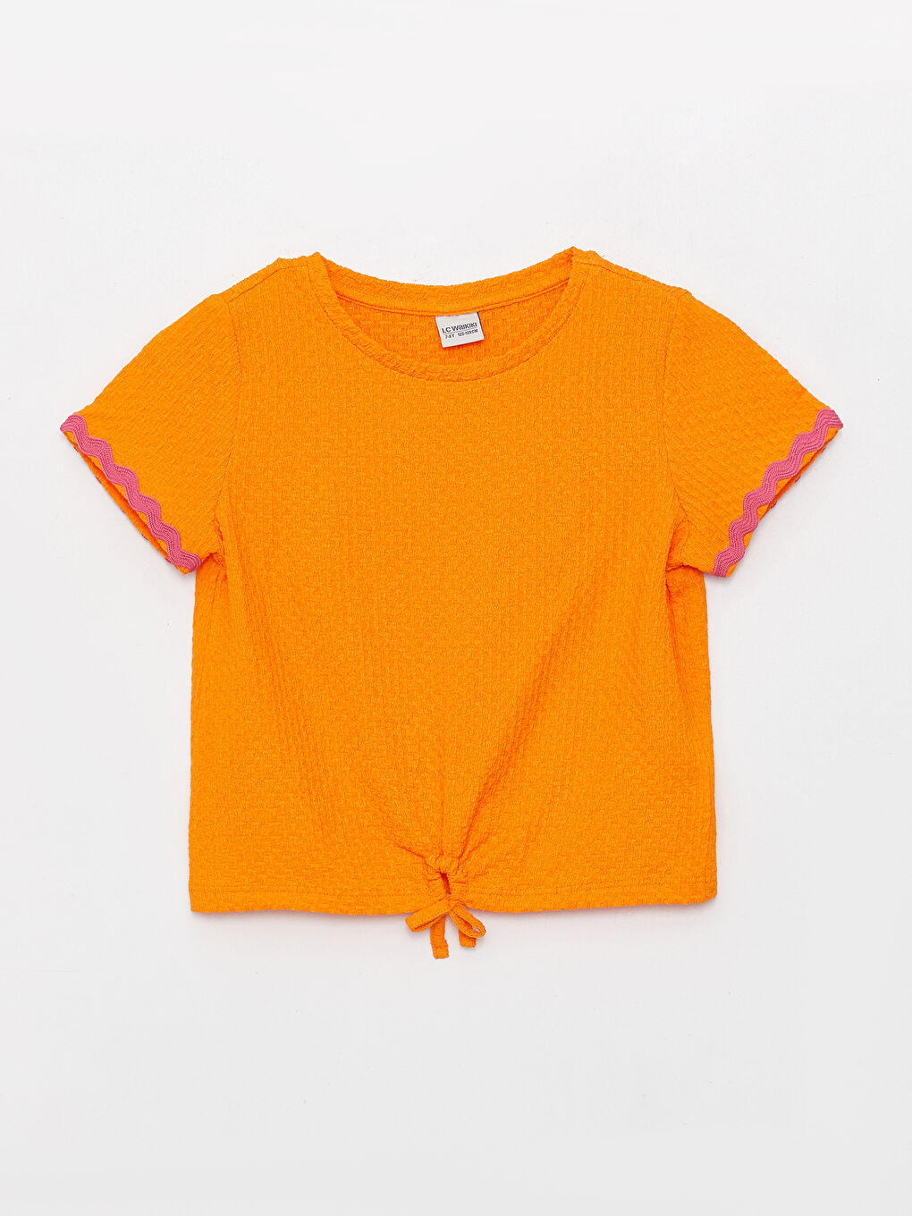 Turuncu Bisiklet Yaka Kısa Kollu Kız Çocuk Tişört