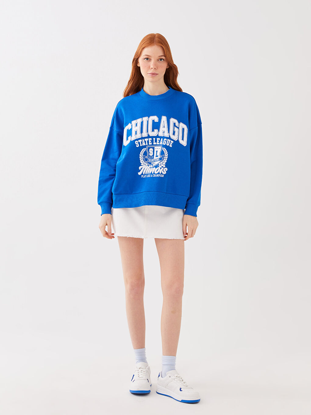 Crew Neck Printed Long Sleeve Women's Sweatshirt-1