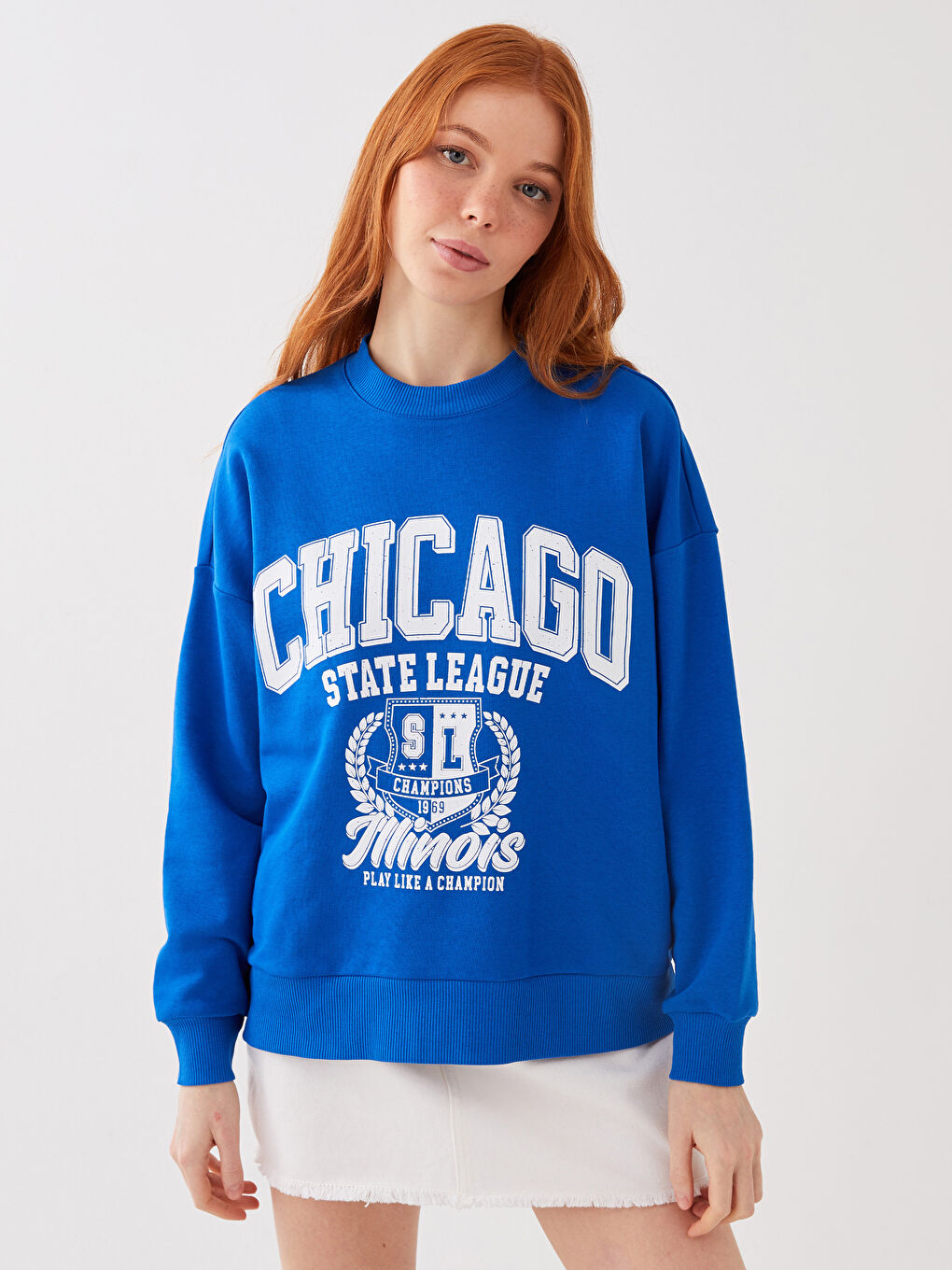 Crew Neck Printed Long Sleeve Women's Sweatshirt-2