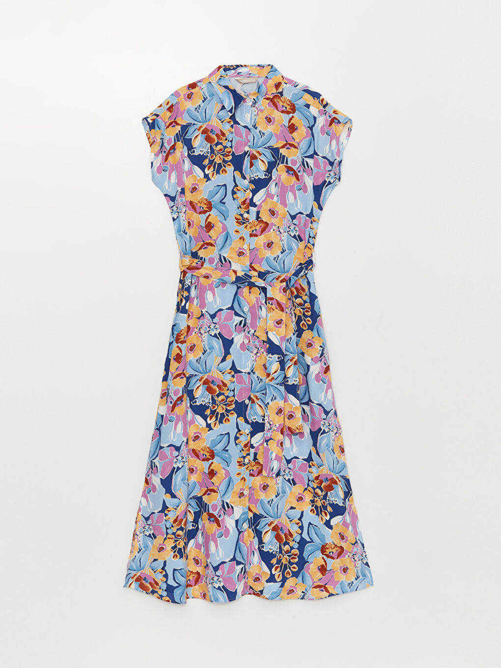 قميص فستان نساء كم قصير منقوش-5