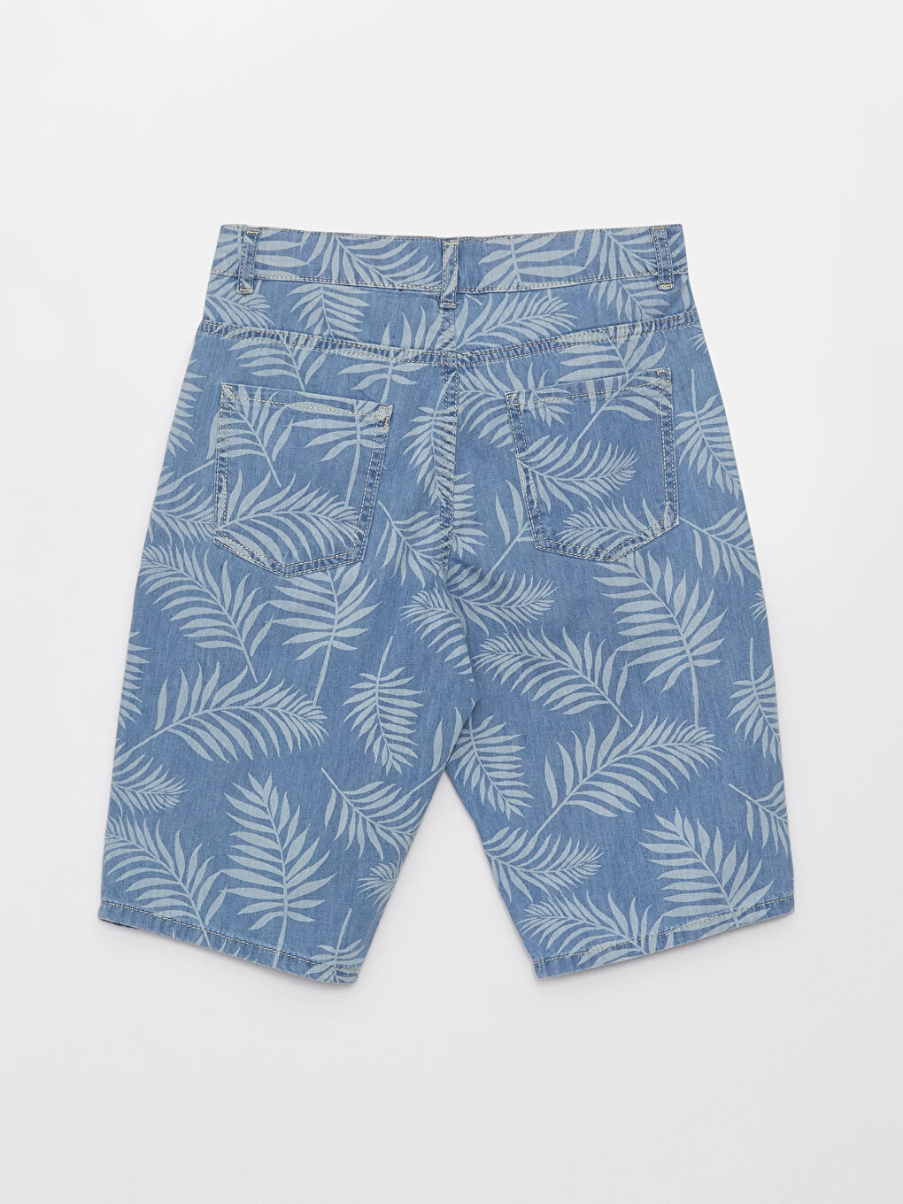 İndigo Desenli Erkek Çocuk Jean Şort-3