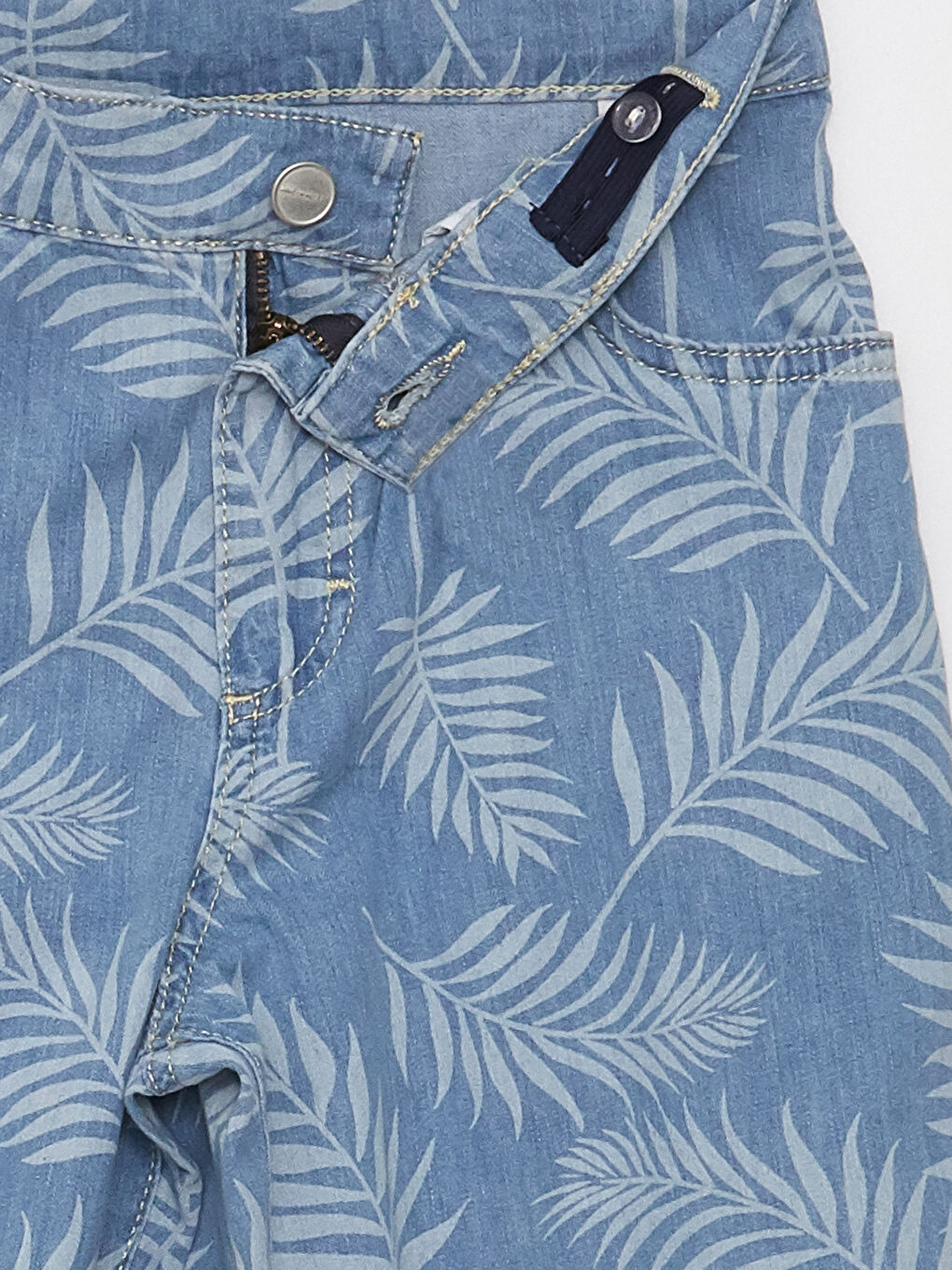 İndigo Desenli Erkek Çocuk Jean Şort-4