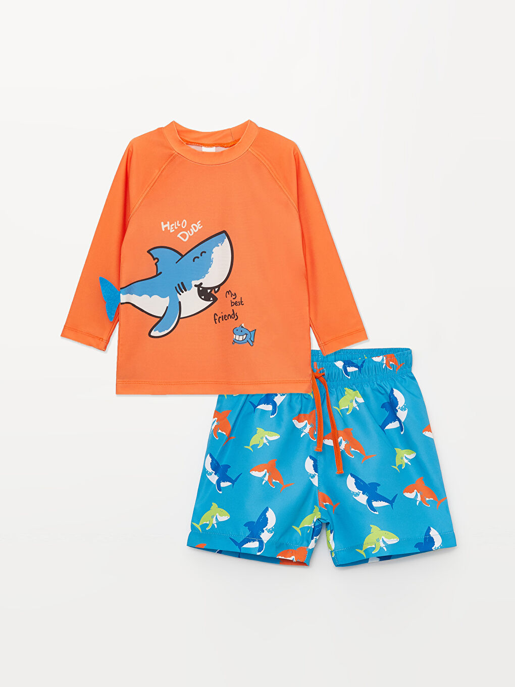 Crew Neck Long Sleeve Printed Baby Boy Swimwear Set -S3BR92Z1-KY7