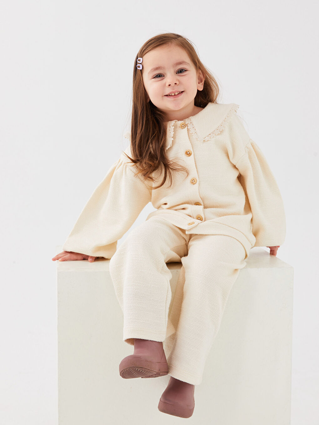 Bebe Guler Bluza cu Mânecă Lungă și Pantaloni Fetiță Set 2 Bucăți