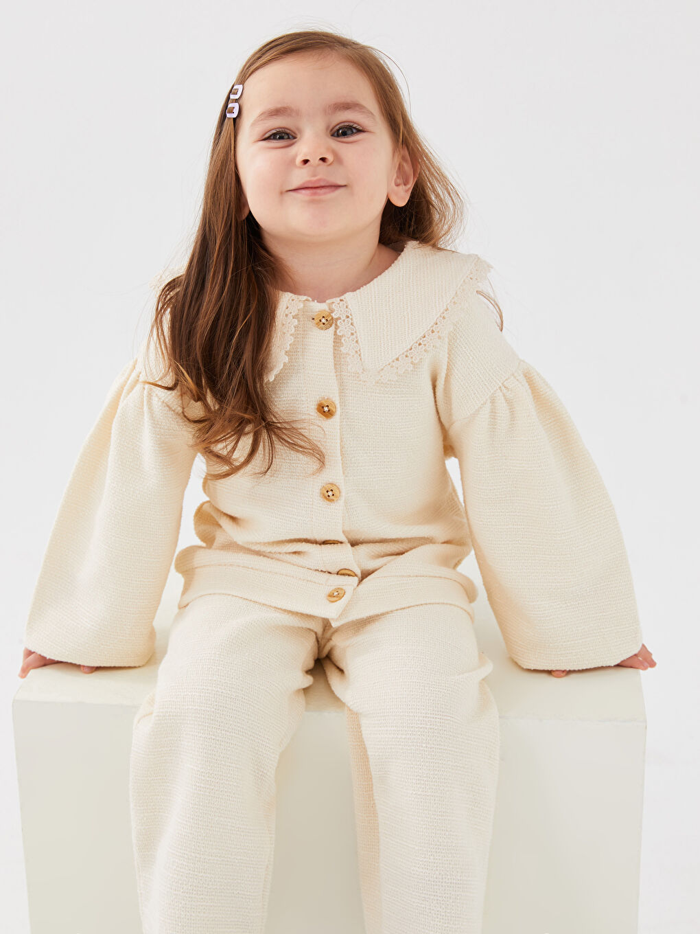 Bebe Guler Bluza cu Mânecă Lungă și Pantaloni Fetiță Set 2 Bucăți-1