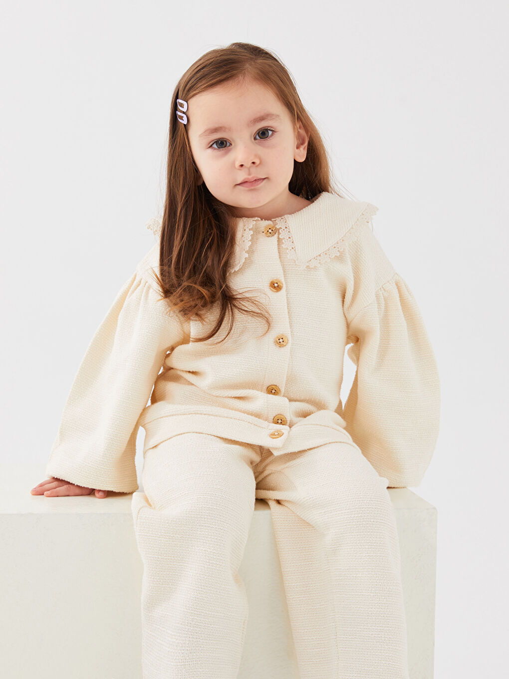 Bebe Guler Bluza cu Mânecă Lungă și Pantaloni Fetiță Set 2 Bucăți-2